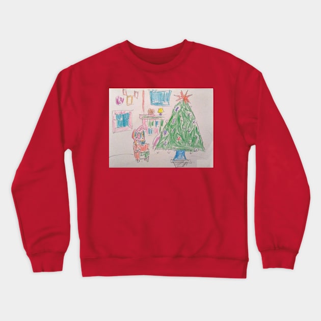 Girl Looking at the Christmas Tree Crewneck Sweatshirt by unicronandbear